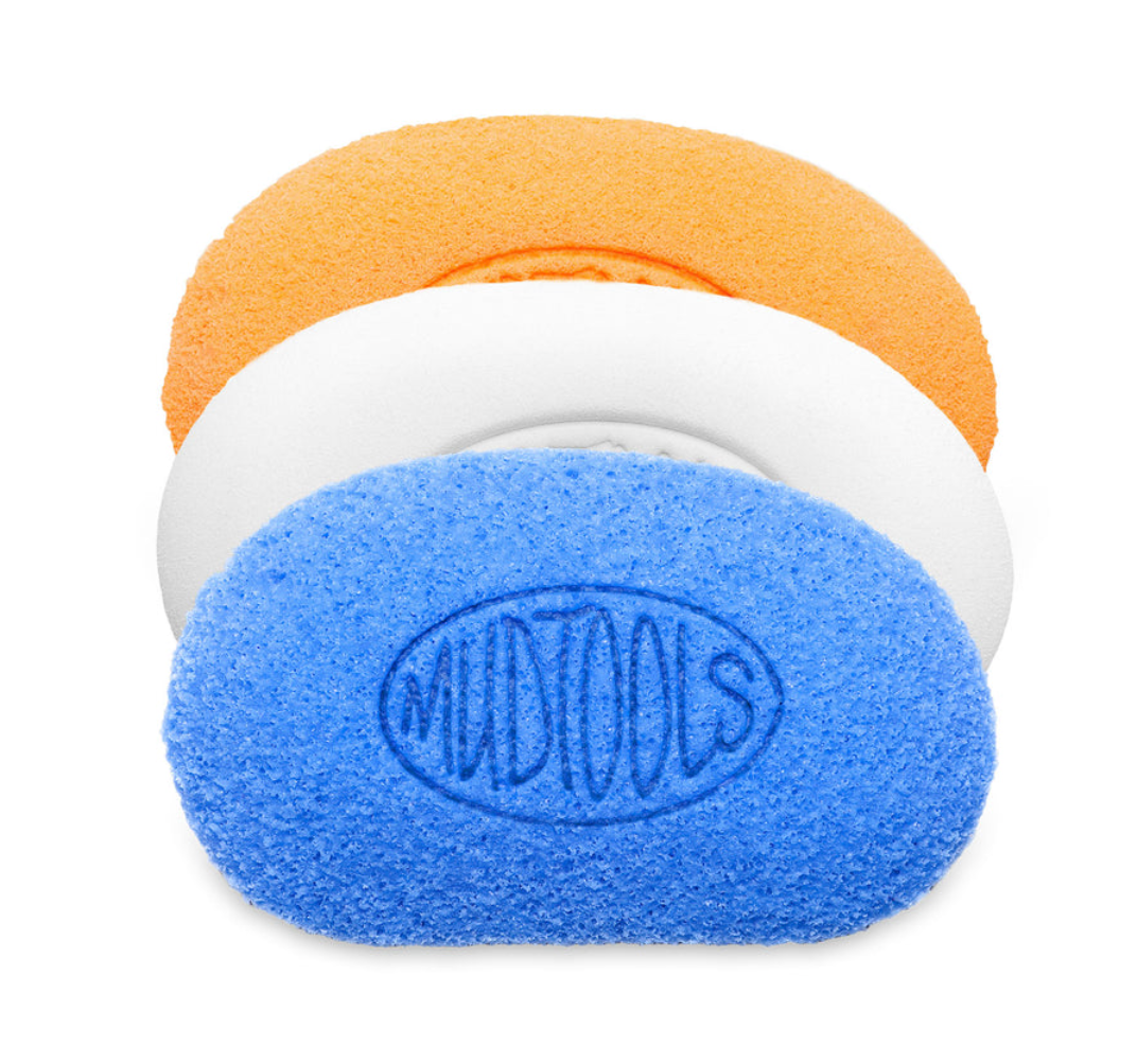 MUDTOOLS Mudsponge (Orange Absorbent/White Finishing/Blue Workhorse/Set of 3)